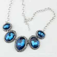 Big Size Blue Kristallglas Mode Brilliant Schmuck Halskette